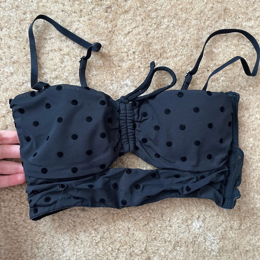 Black polka dot crop top